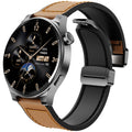 TOZO AMOLED S5 Smart Watch (Answer/Make Calls) 1.43’’ HD Screen for Men Women 100+ Sport Modes Fitness Watchs with Blood Oxygen/Sleep/Heart Rate Monitor IP68 Waterproof Leather Band Orange